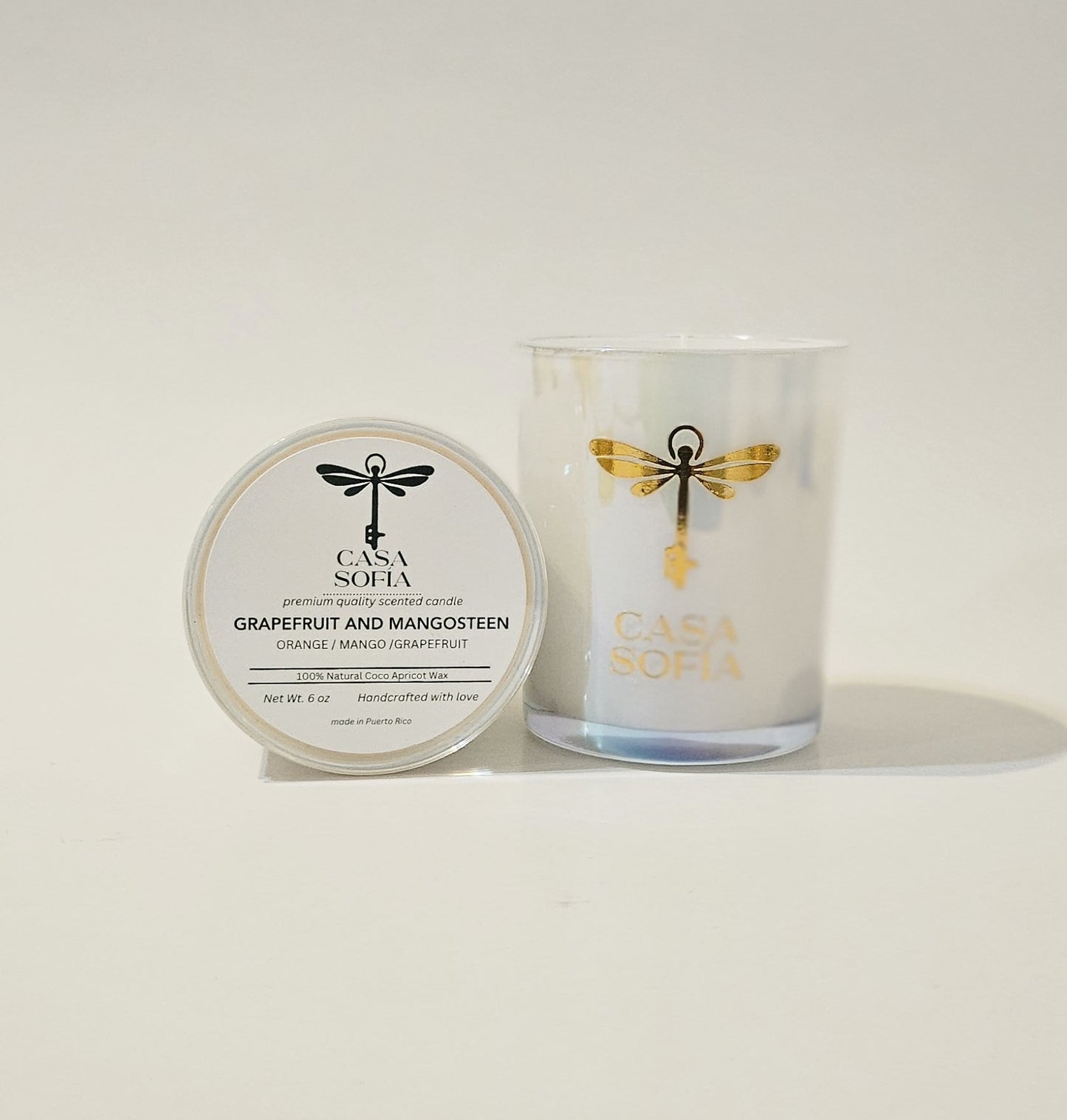 Grapefruit and Mangosteen •Orange / Mango / Grapefruit • Vela aromática