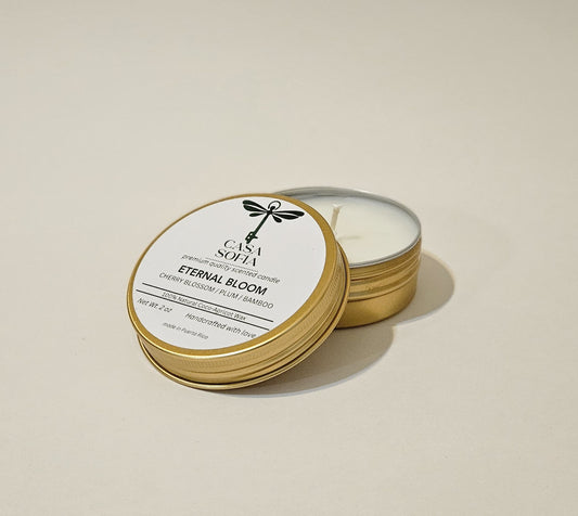 vela artesanal-eternal bloom-cherry blossom-plum-bamboo en envase reciclable