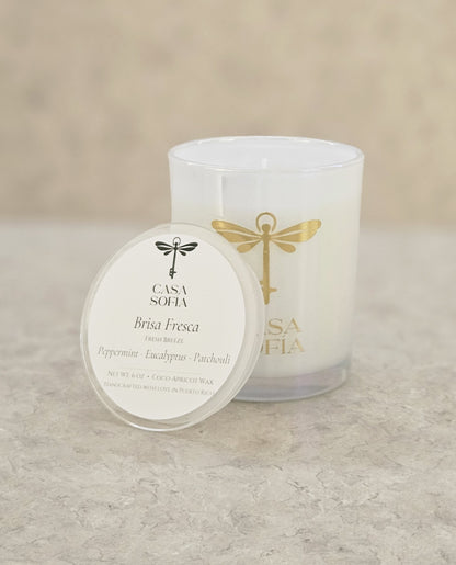 Vela Brisa Fresca y tapa con etiqueta