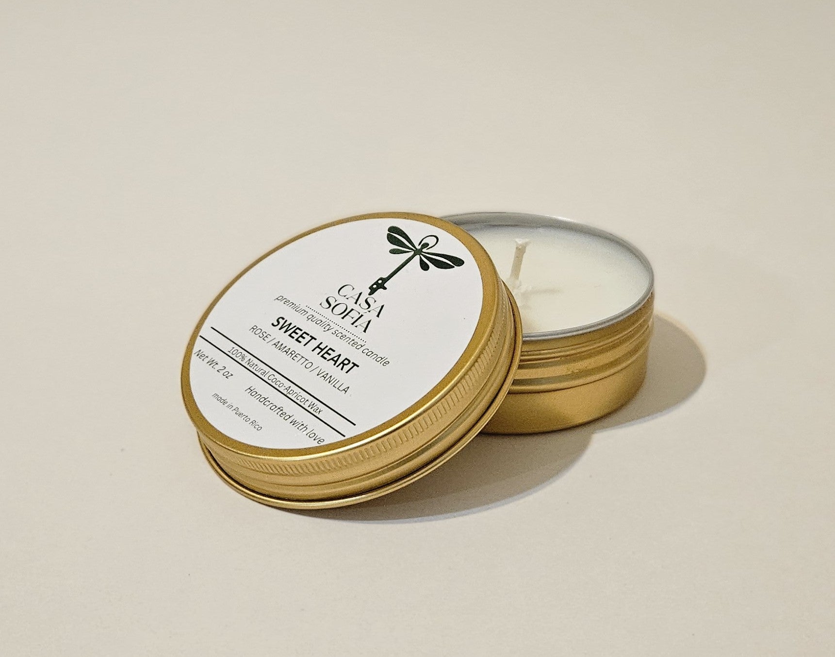 vela artesanal-sweet heart-rose-amaretto-vanilla en frasco reciclable