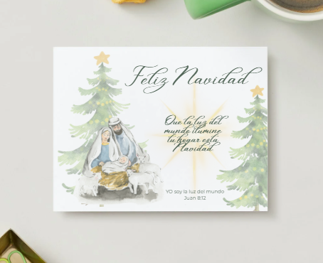 Tarjeta Navideña “Feliz Navidad – La Luz del Mundo”